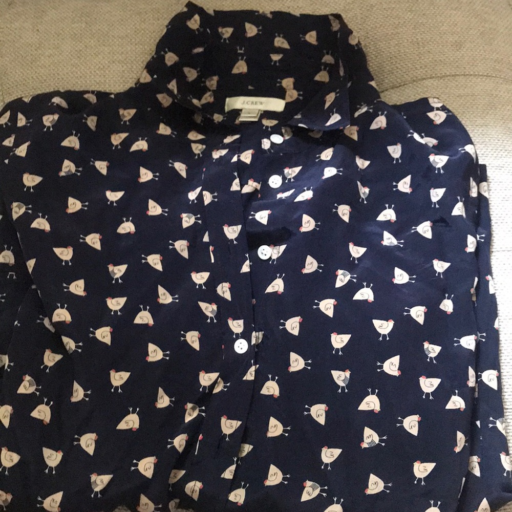 EUC J.Crew French Hens Silk Shirt